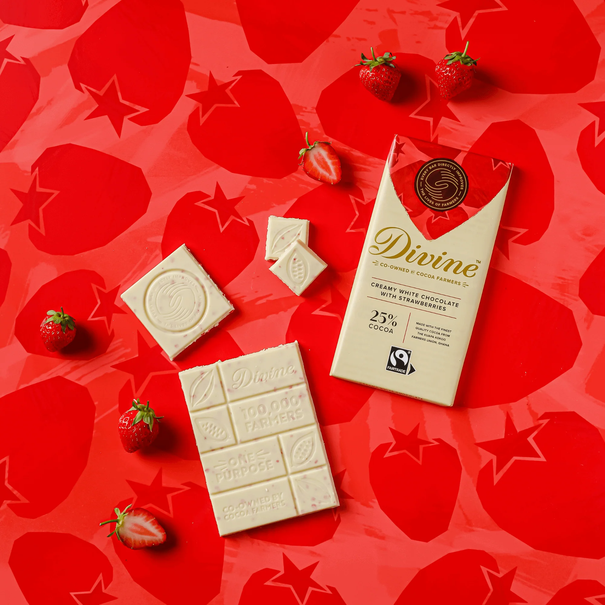 25% White Chocolate with Strawberries Sharing Bar, 3 oz. (Wholesale) - Image 5