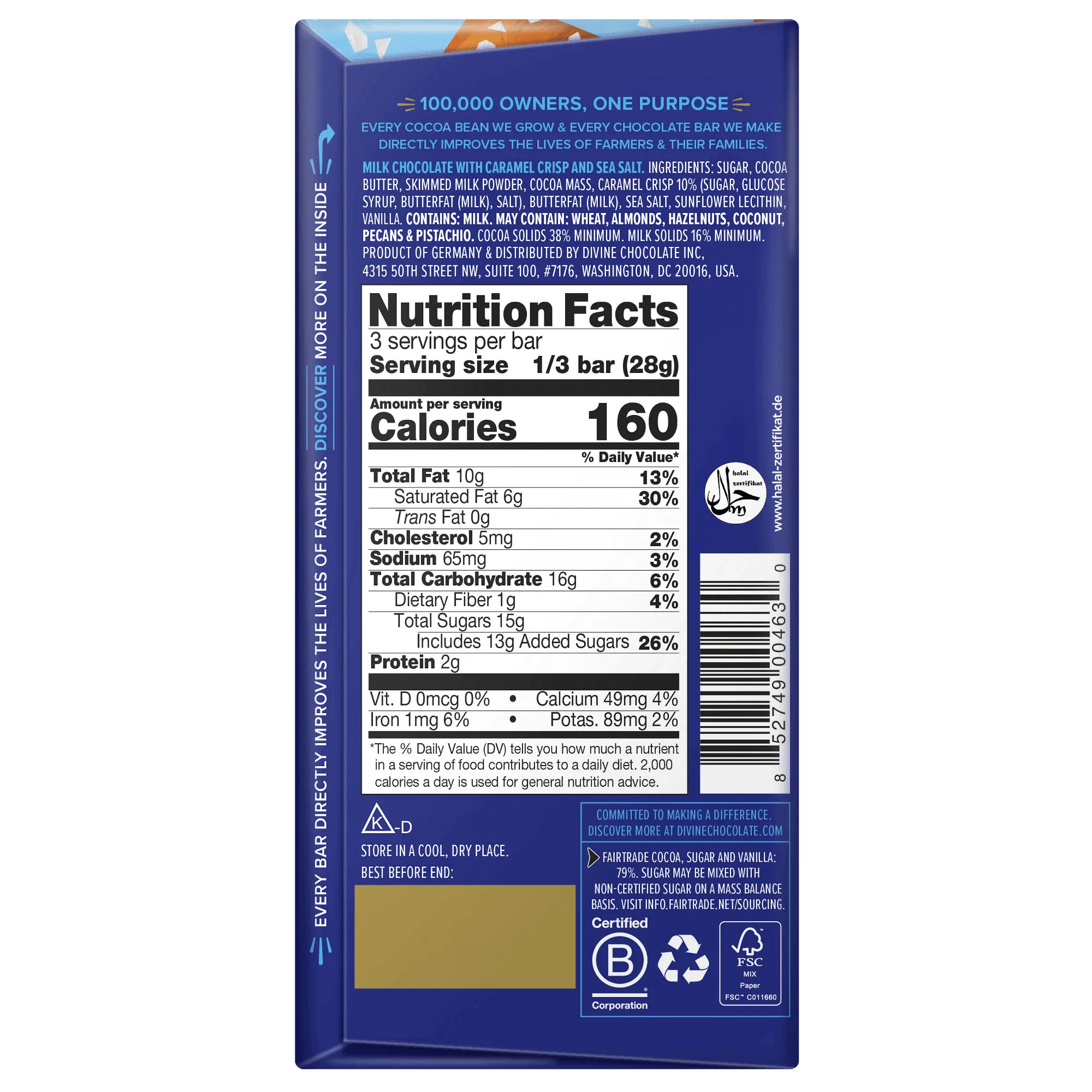 38% Milk Chocolate with Toffee and Sea Salt Sharing Bar, 3 oz. (Wholesale) - Image 2