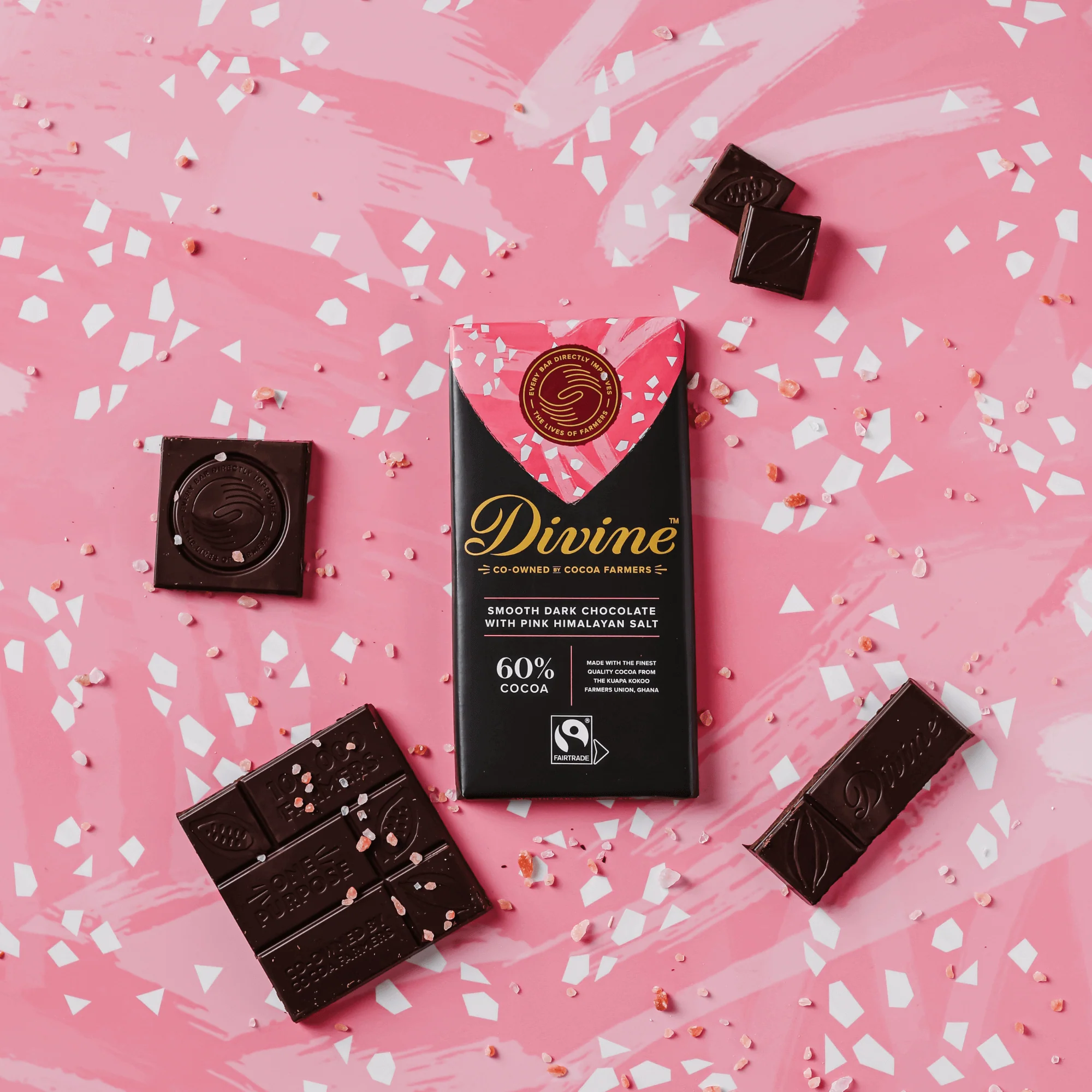 60% Dark Chocolate with Pink Himalayan Salt Sharing Bar, 3 oz. - Image 5