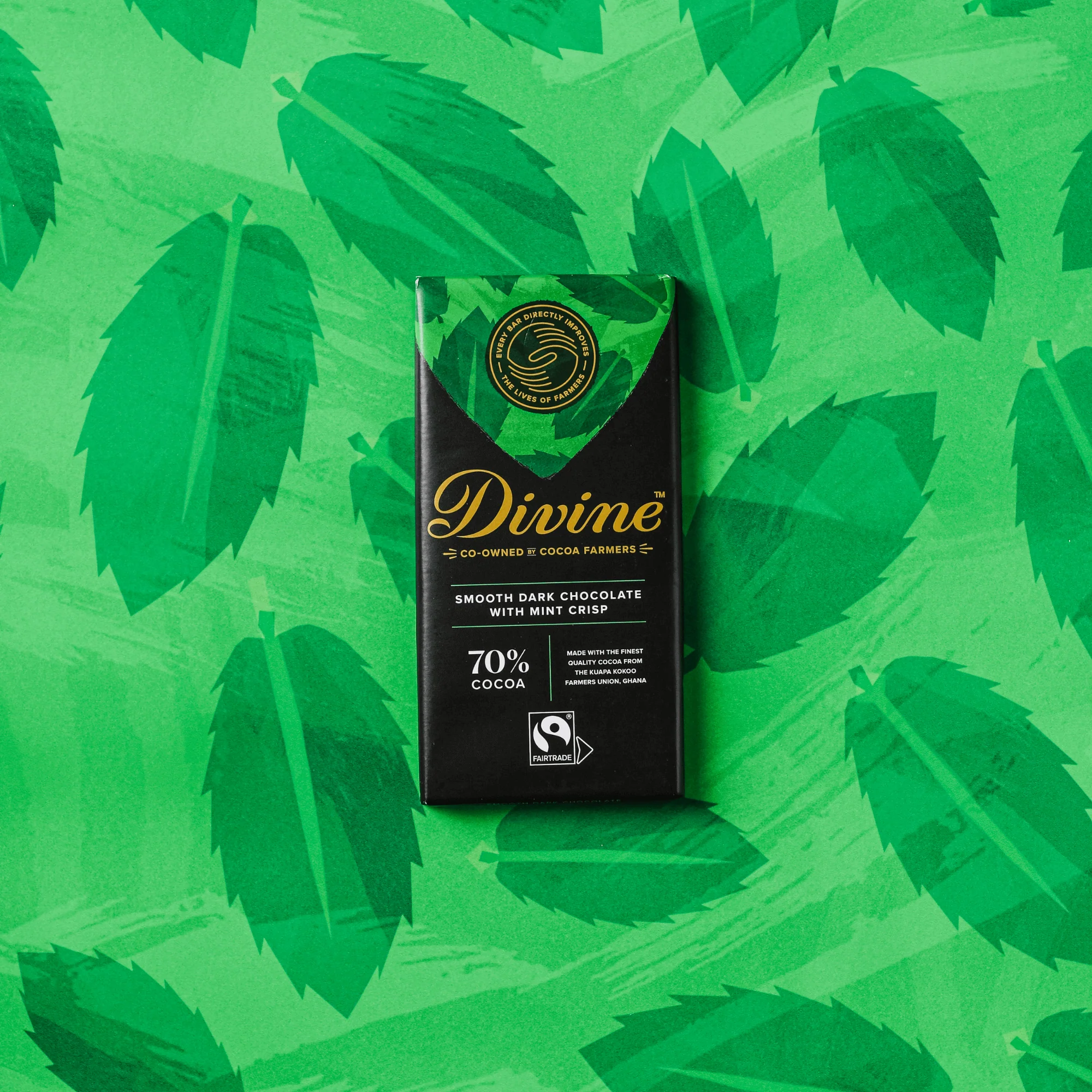 70% Dark Chocolate with Mint Crisp Sharing Bar, 3 oz. - Image 3