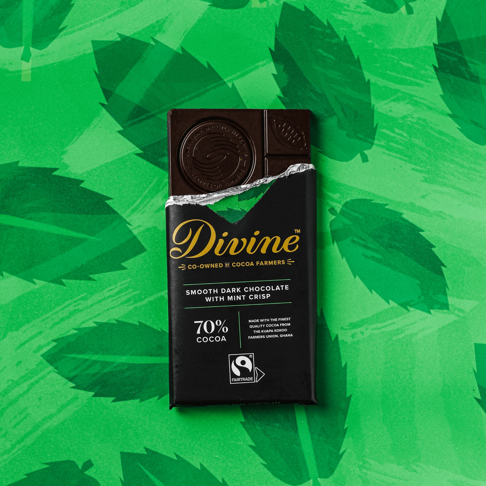 70% Dark Chocolate with Mint Crisp Sharing Bar, 3 oz. - Image 4