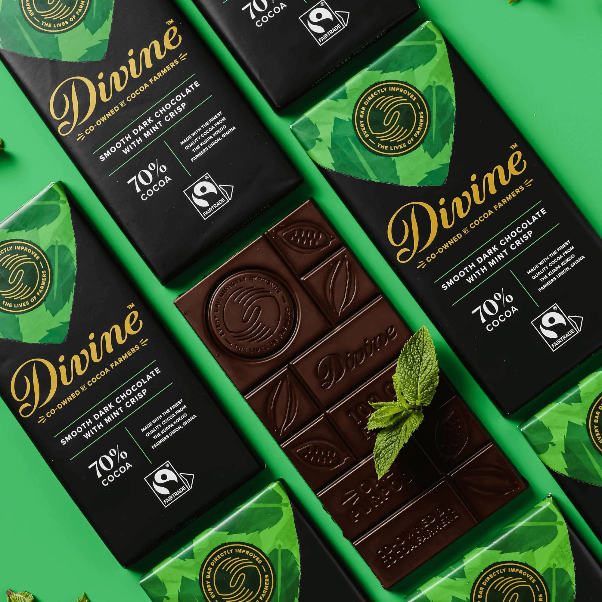 70% Dark Chocolate with Mint Crisp Sharing Bar, 3 oz. - Image 5