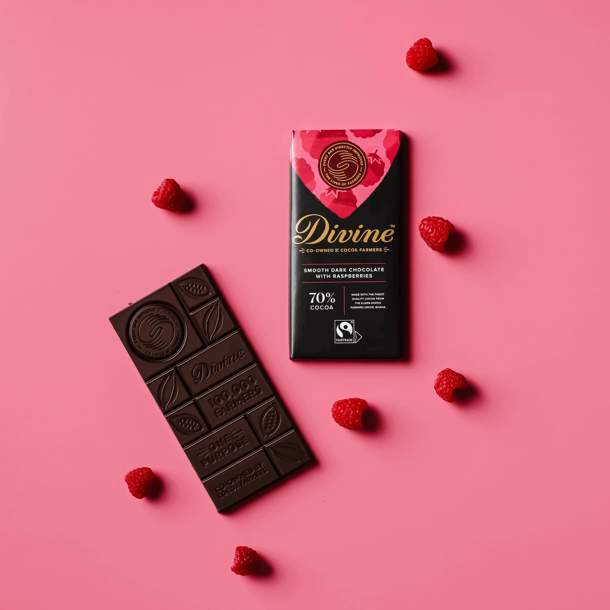 70% Dark Chocolate with Raspberries Sharing Bar, 3 oz. - Image 3
