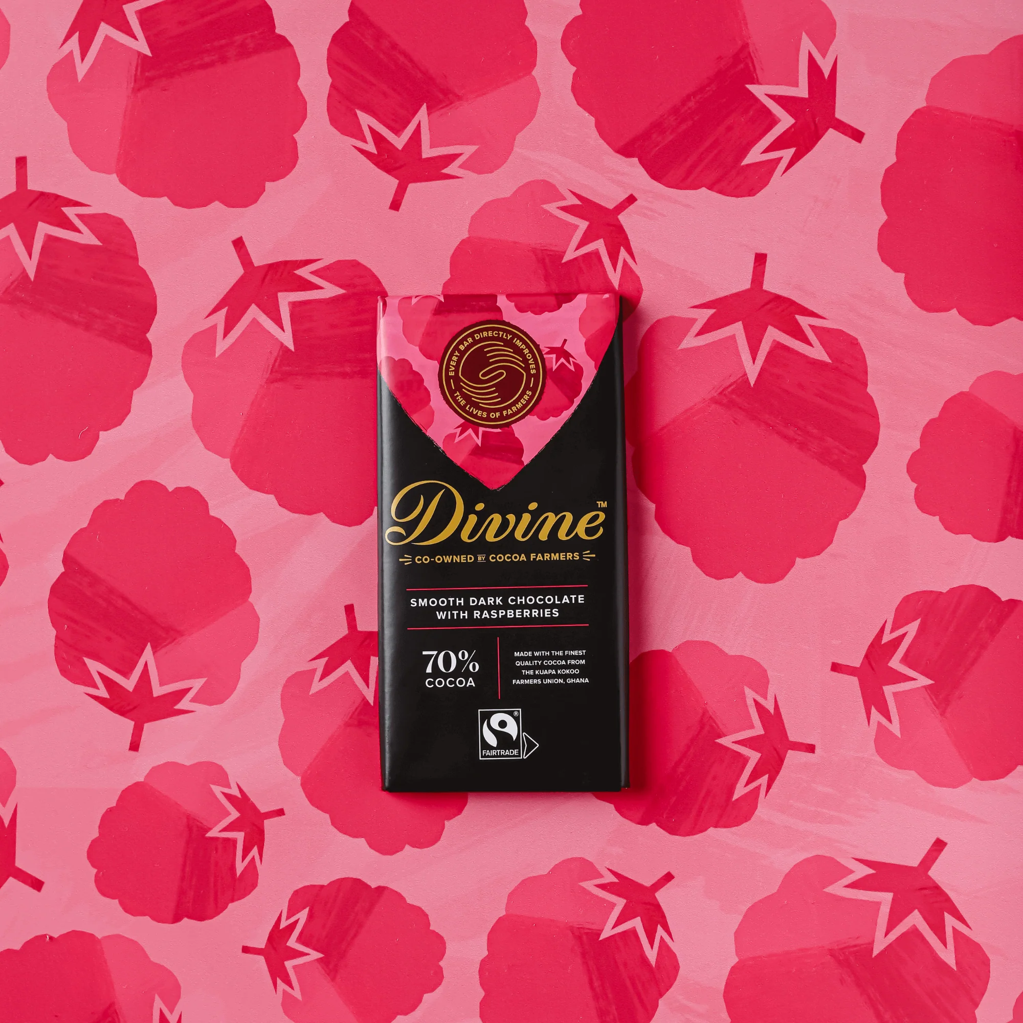 70% Dark Chocolate with Raspberries Sharing Bar, 3 oz. - Image 4