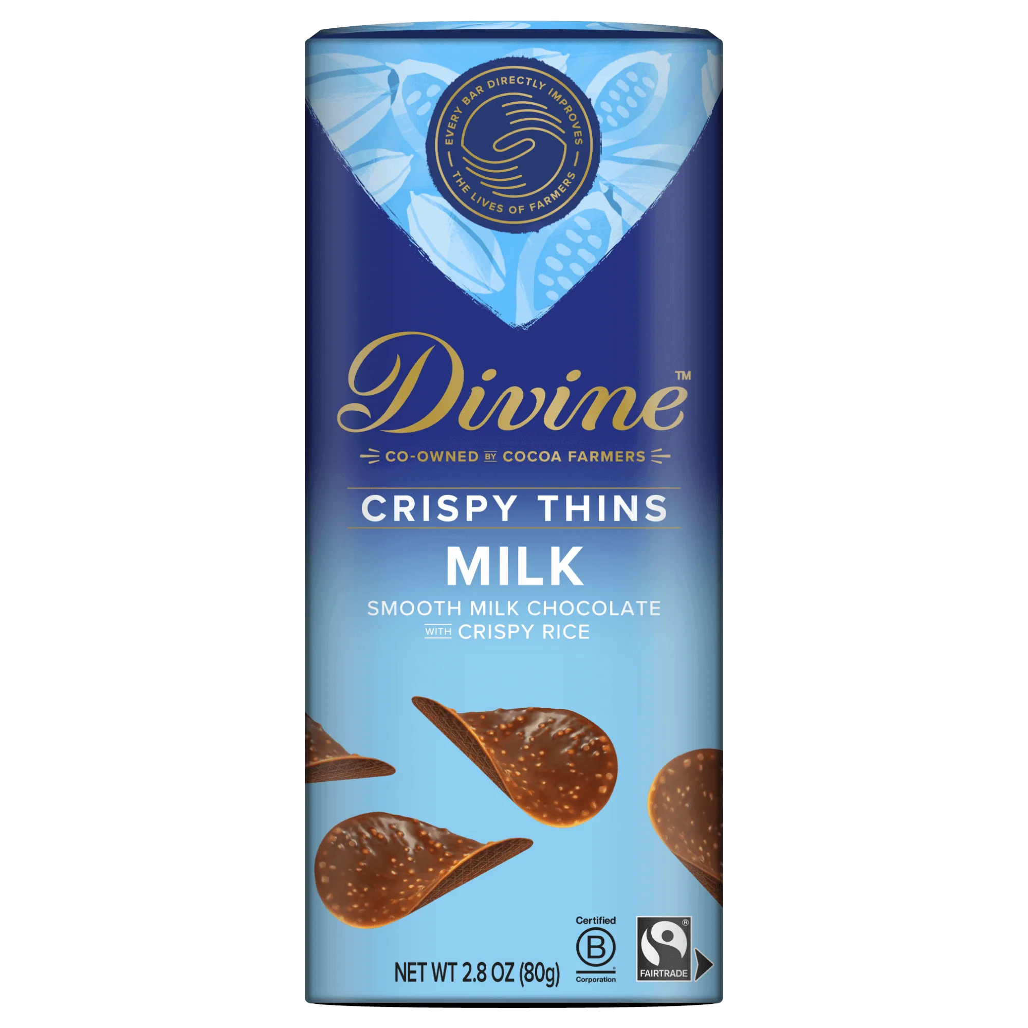 Milk Chocolate Crispy Thins,  2.8 oz. Box